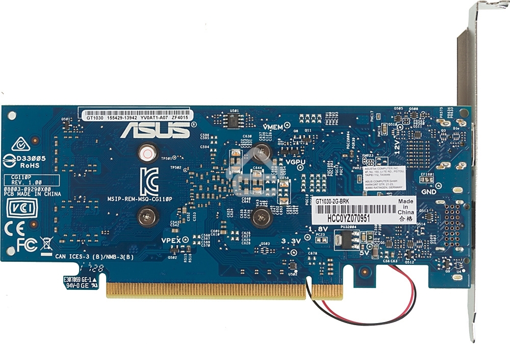 Видеокарта AsusGT1030-2G-BRK nVidia GeForce GT 1030 2048Mb 64bit GDDR5 1228/6008/HDMIx1/DPx1/HDCP PCI-Elow profile Ret